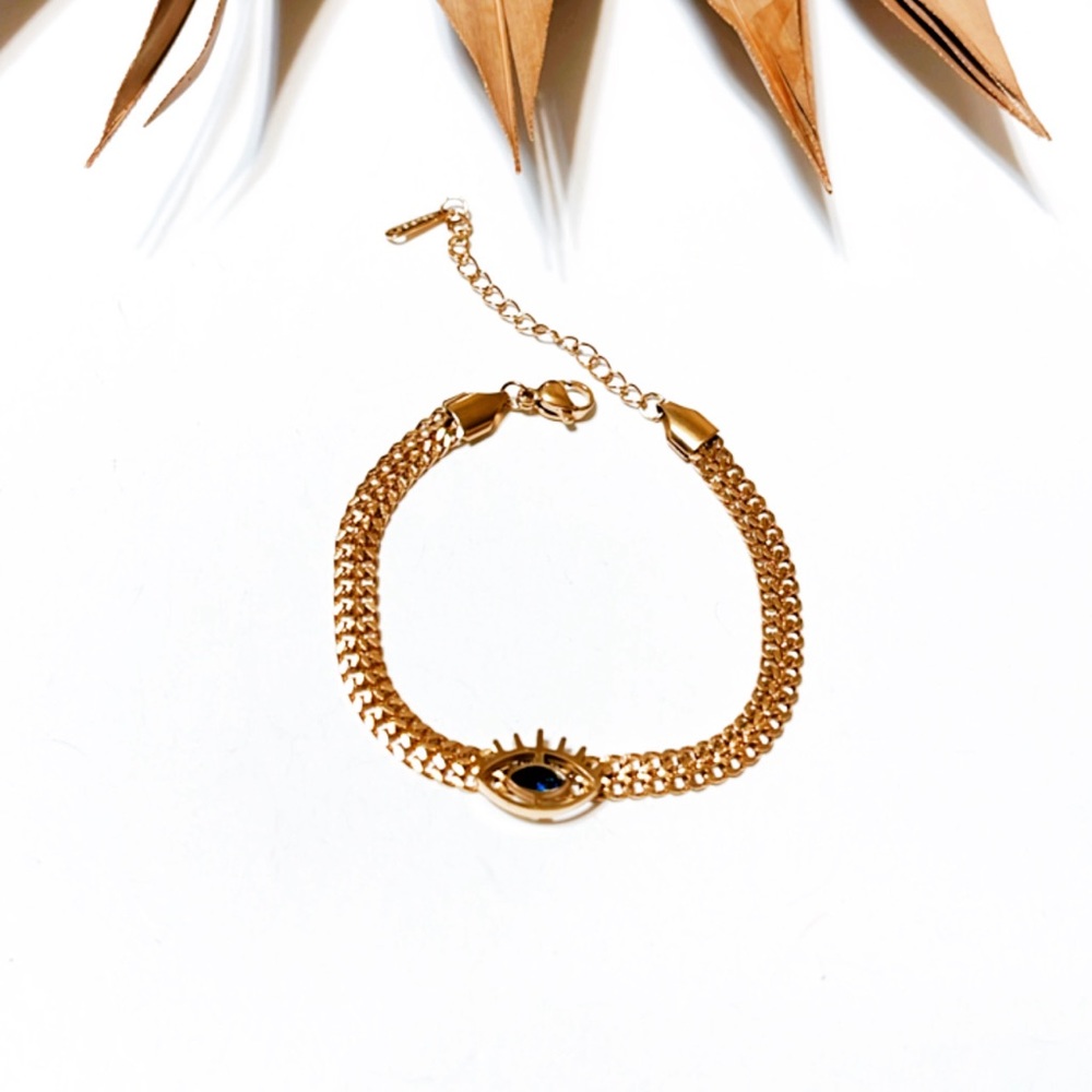 Gold evil eye bracelet #848
